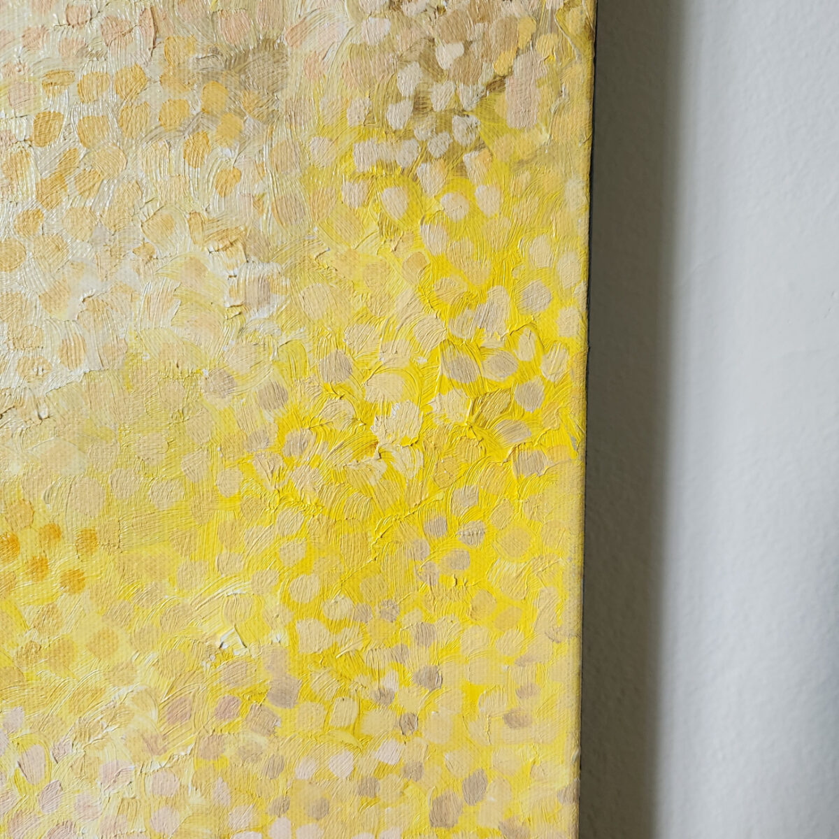 Bursts of bright yellows, pale pinks, and rich creams work together to create “My Hope No. II.” The color palette is directly linked to the name… the first rays of hope are often delicate, fragile, and sometimes hard to see. When hope builds, it can become powerful, strong, bright, and a driving force.