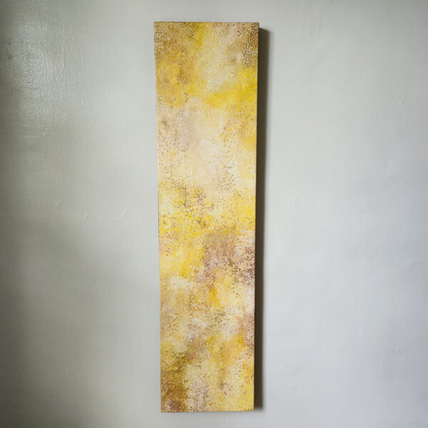 Bursts of bright yellows, pale pinks, and rich creams work together to create “My Hope No. II.” The color palette is directly linked to the name… the first rays of hope are often delicate, fragile, and sometimes hard to see. When hope builds, it can become powerful, strong, bright, and a driving force.
