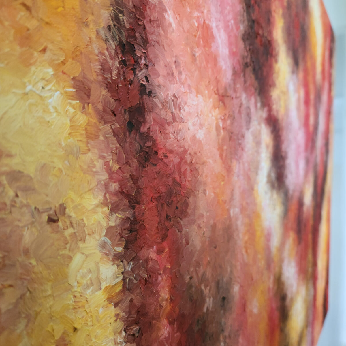 A highly detailed and saturated oil painting, “October” measures 30″ x 40″.