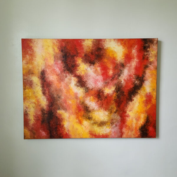 A highly detailed and saturated oil painting, “October” measures 30″ x 40″.